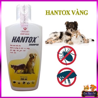 Sữa tắm cho chó - Sữa Tắm Trị Ve Rận Bọ Chét Chó Mèo Hantox Shampoo Vàng 200ml