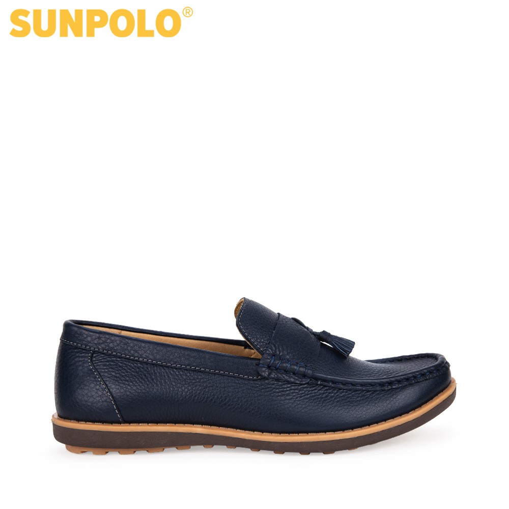 Giày mọi nam da bò SUNPOLO Xanh Navy - MU2581