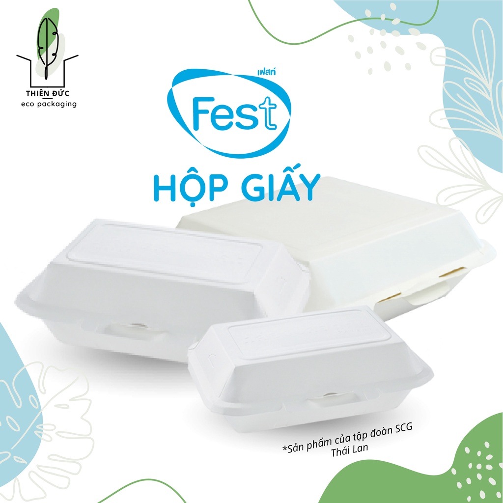 Thay hộp xốp - HỘP GIẤY ĐỰNG THỨC ĂN 50 chiếc bánh, xôi, cơm.. an toàn hàng THÁI LAN nhập khẩu FEST