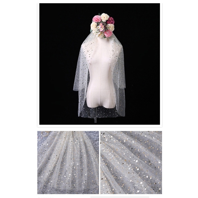 Mạng Che Mặt Vải Tuyn Đính Kim Sa Lấp Lánh Cho Cô Dâu Ngày Halloween