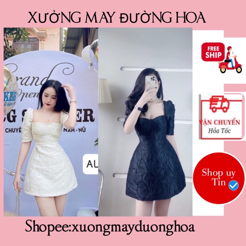 Váy gấm giả cup ngực ôm eo dáng xoè siêu xinh(kèm ảnh thật)