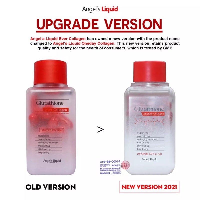 Viên uống Angel's Liquid Glutathione Oneday Collagen hỗ trợ trắng da, cấp nước 72 VIÊN