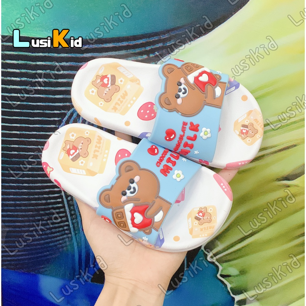Dép Cao Su Quai Ngang Hình Gấu Siu Cute Dành Cho bé Trai Gái 4 màu full size 26-30 Mã LS7543