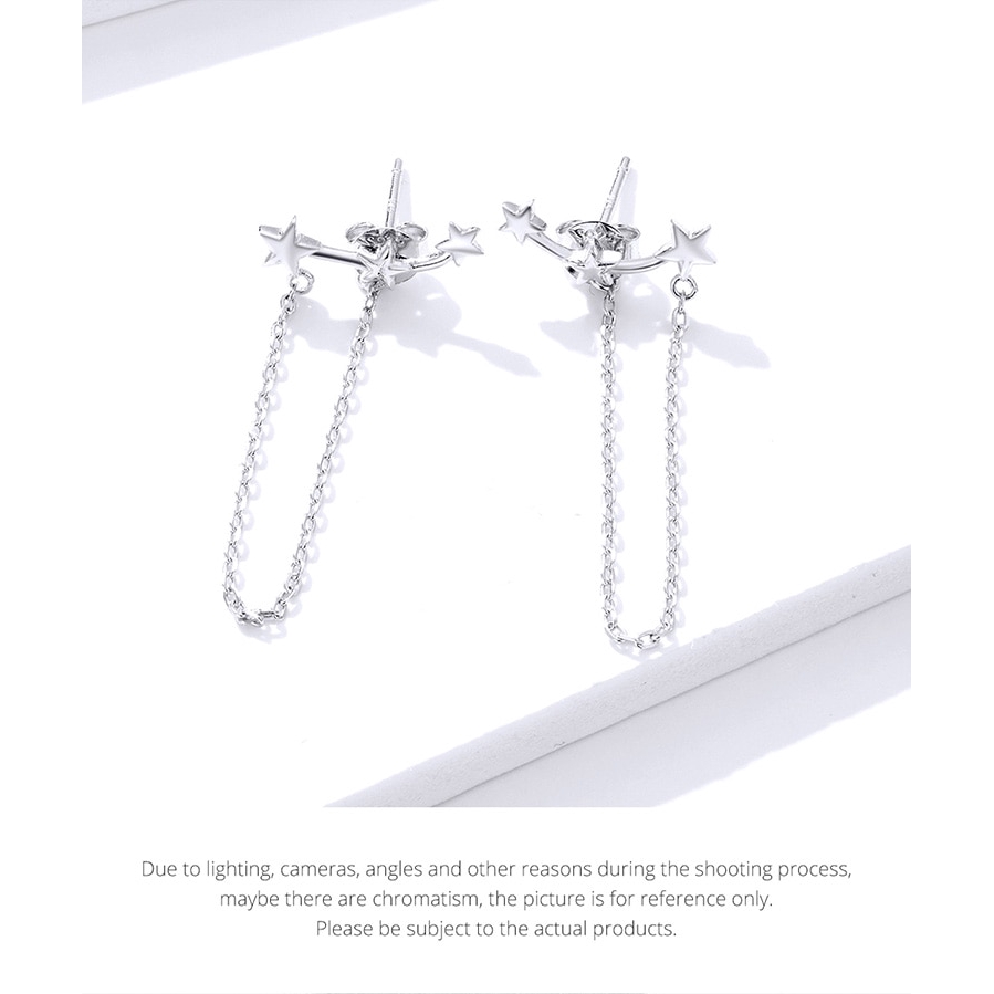 Đôi Bông Tai Bamoer Dáng Dài Tua Rua Bằng Bạc S925 Thời Trang Cho Nữ