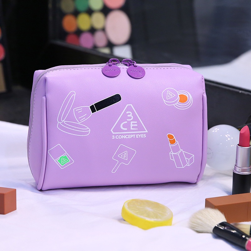 Túi đựng mỹ phẩm 3CE da PU tiện dụng kích thước 12x8x18cm