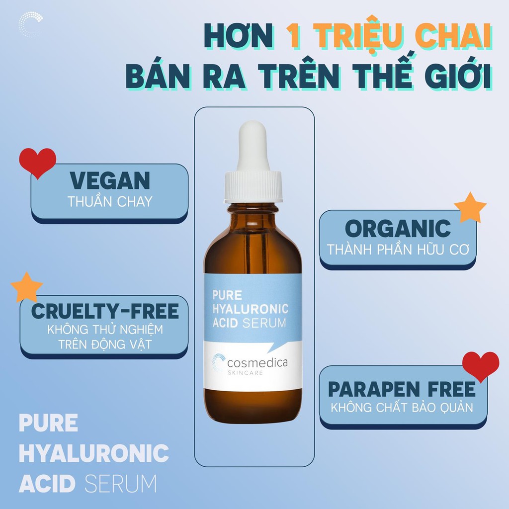 [Mã FMCGMALL -8% đơn 250K] Tinh Chất Cấp Nước Cho Da Cosmedica Pure Hyaluronic Acid Serum (30ml/60ml) | BigBuy360 - bigbuy360.vn