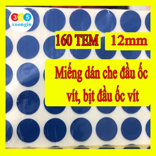 160 miếng dán che đầu vít, miếng bịt đầu che đầu vít - size 12mm
