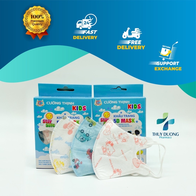 Khẩu trang 5D mask hoạ tiết hoạt hình dành cho bé hộp 10c l