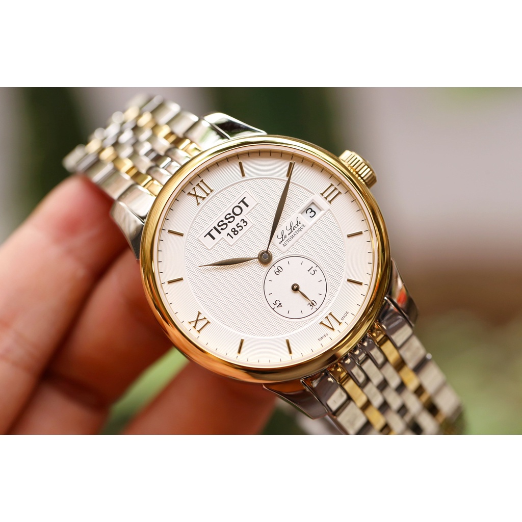 Đồng hồ Nam chính hãng Tissot Le Locle Automatic T006.428.22.038.01 Size 39,Demi vàng,Mặt trắng,Lịch-Máy cơ-Dây kim loại