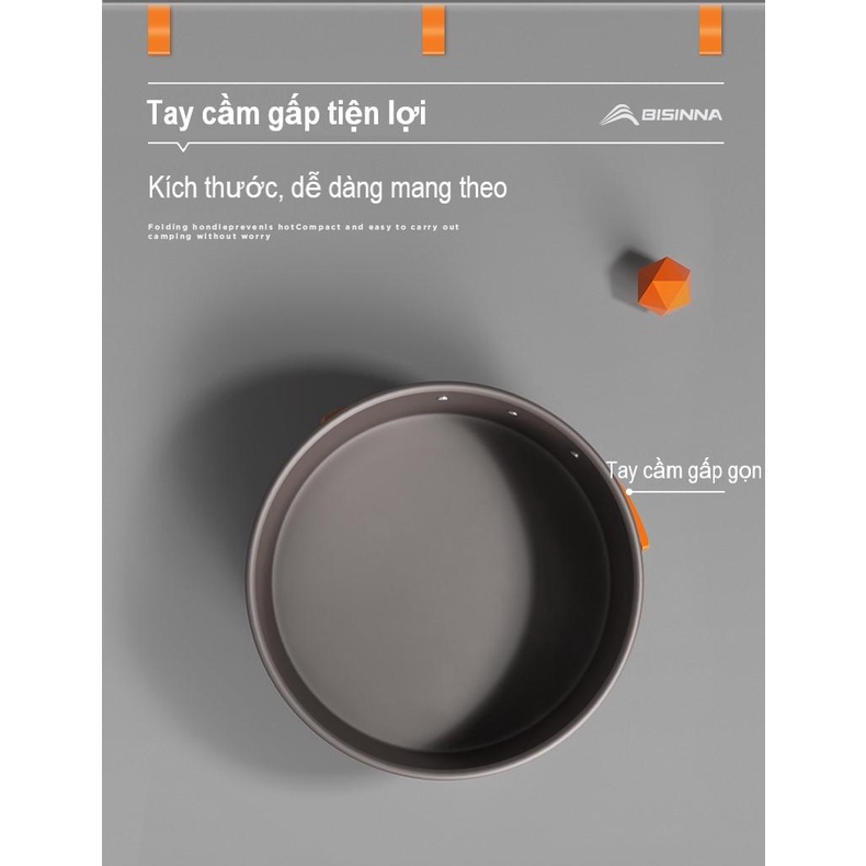 Nồi du lịch dã ngoại, cắm trại, camping BSWOLF-SK057 dung tích 1.7L - 2.7 L. Chống dính. Hợp kim nhôm . An toàn. Bền bỉ.