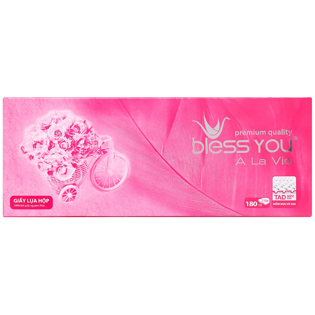 Thùng 60 hộp giấy rút lụa Bless You Alavie - 180 tờ x 2 lớp