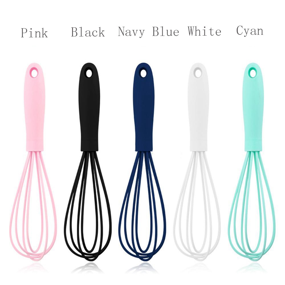 Dụng Cụ Đánh Trứng / Trộn Bột Làm Bánh Đa Năng Bằng Silicone Với Tay Cầm Gỗ Nhiều Màu Sắc