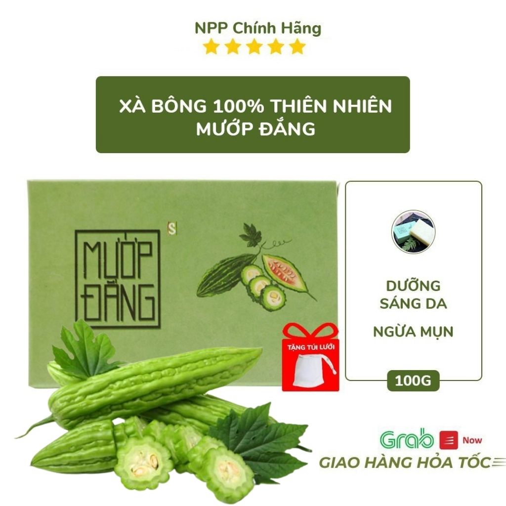 Xà Bông Mướp Đắng Sinh Dược 100gr, Xà Bông Mướp Đắng Mát Da, Ngừa Mụn Lưng Sản Xuất Từ Thiên Nhiên