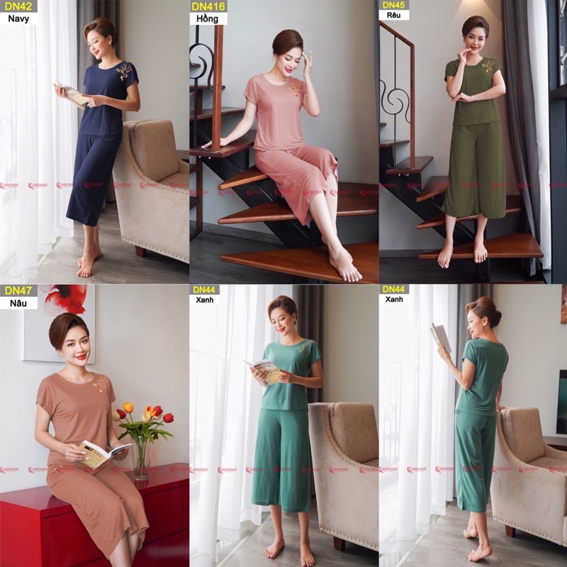 Đồ bộ nữ CARDINA chất cotton Nhật cao cấp quần ống sớ áo cộc tay mềm mại thoáng mát