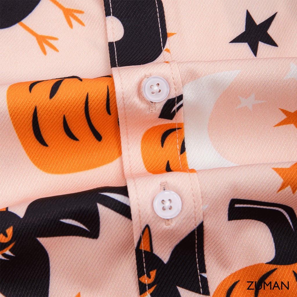 [Mã FAMALLT5 giảm 15% đơn 150K] Áo sơ mi nam ngắn tay vải lụa thiết kế hoạ tiết halloween hoạt hình - ZUMAN - ASM82 | BigBuy360 - bigbuy360.vn