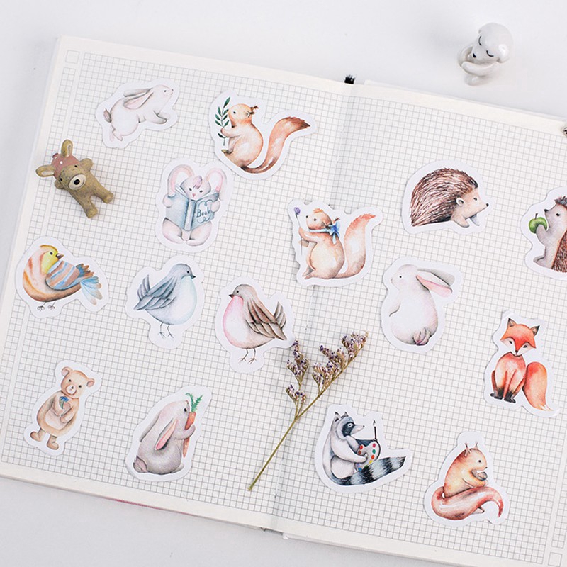 Bộ 45 miếng dán sticker trang trí hình động vật dễ thương