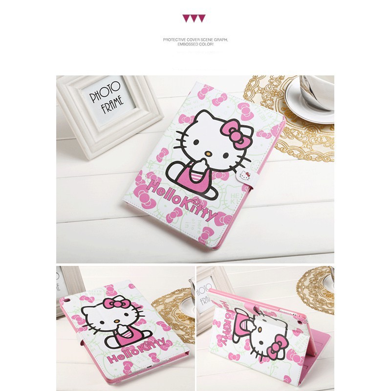 Bao da nắp gập thông minh in hình Hello Kitty cho iPad Mini 2/3/4/ Air 1/Air 2/(9.7)2017/2018/ 2/3/4