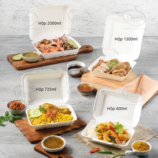 50 Hộp cơm giấy đựng thức ăn, thân thiện với môi trường-thương hiệu FEST nhập khẩu Thái Lan