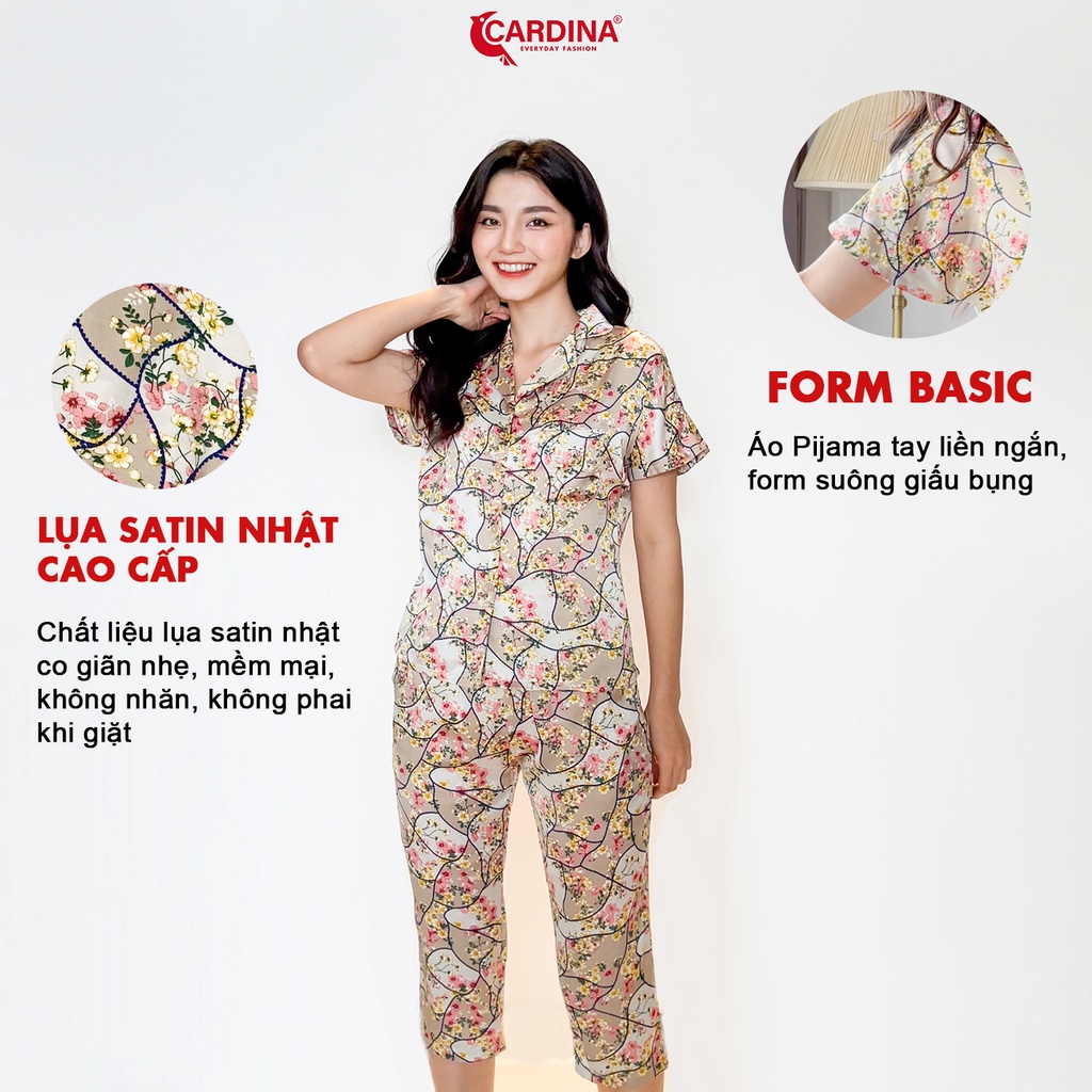 Đồ Bộ Pijama Nữ 𝐂𝐀𝐑𝐃𝐈𝐍𝐀 Chất Lụa Satin Nhật Cao Cấp Họa Tiết Độc Đáo 2SF10