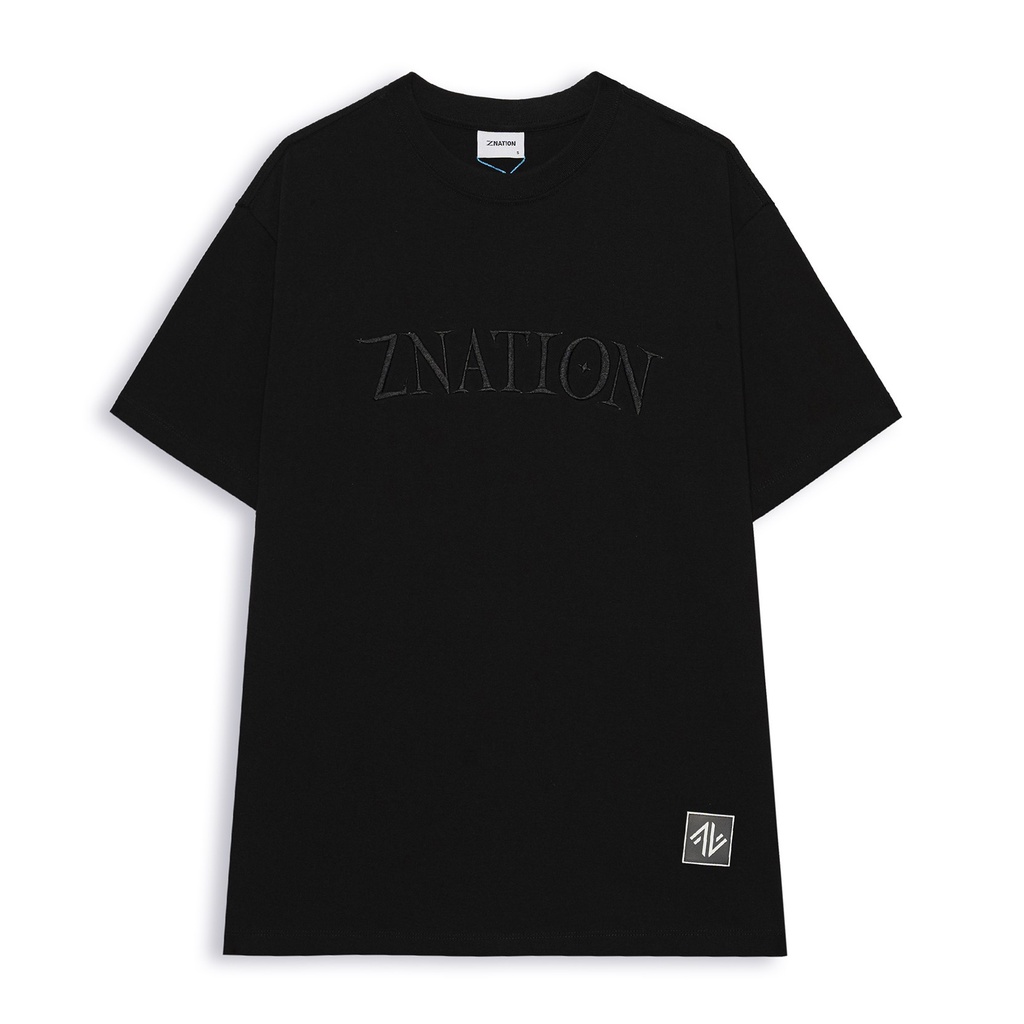 Áo Thun ZNATION Embroider Tee Unisex Oversize Màu đen
