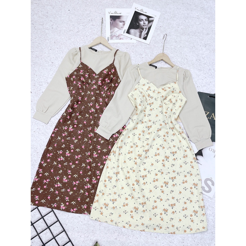 sét nhung nữ, váy nhung hoa nhí kèm áo tay bồng thiết kế tiểu thư nhẹ nhàn đậm chất vintage chất nhung đầy dặn mặc ấm | BigBuy360 - bigbuy360.vn