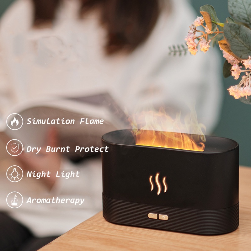 Máy xịt phun sương FNELSE tạo ẩm không khí cổng USB thiết kế kiểu dáng ngọn lửa 180ml