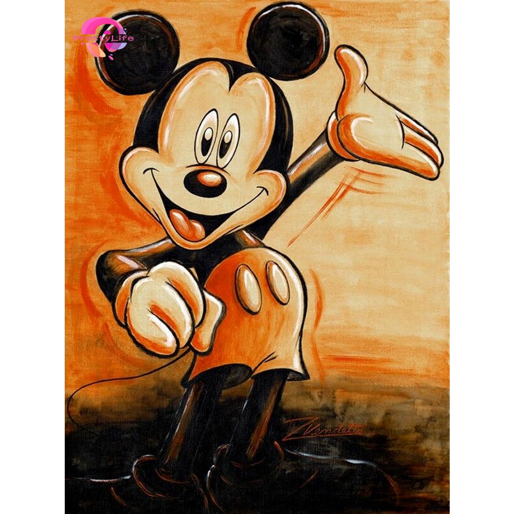 Bộ Tranh Đính Đá 5D Họa Tiết Mickey Dễ Thương Độc Đáo Kích Thước 30x40cm / 40x50cm / 50x70cm Dùng Trang Trí Nhà Cửa