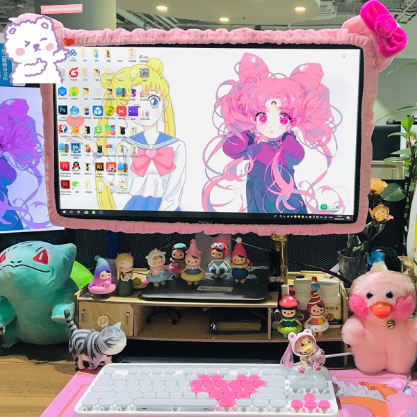 Ốp Vỏ Bọc Bảo Vệ Viền Máy Tính / Màn Hình Lcd / Máy Tính / Máy Nghe Nhạc Chống Bụi Bằng Lông Nhung Kiểu Hoạt Hình