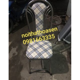 Ghế inox nệm sọc caro