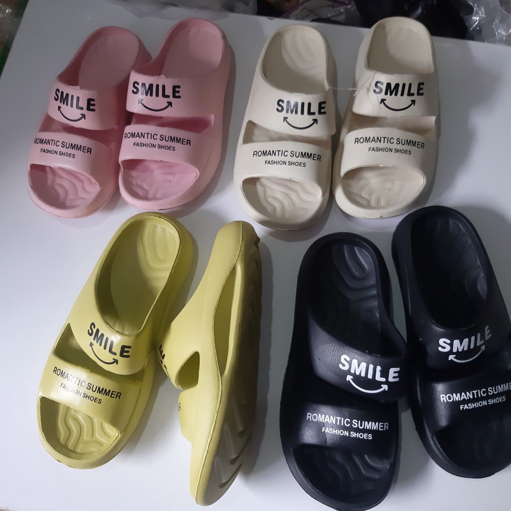 Dép bánh mì nữ 2 quai ngang SMILE Romantic 3 phân siêu mềm siêu êm chóng trơn trượt