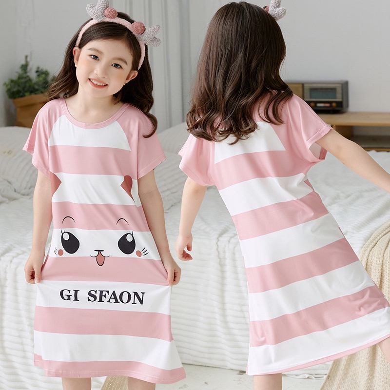 Đầm Ngủ Công Chúa Ngắn Tay Thiết Kế Dễ Thương Phong Cách Hàn Quốc Thời Trang Mùa Hè Cho Bé Gái