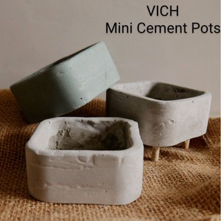 Chậu Xi Măng Vuông Lùn Trồng Sen Đá, Xương Rồng