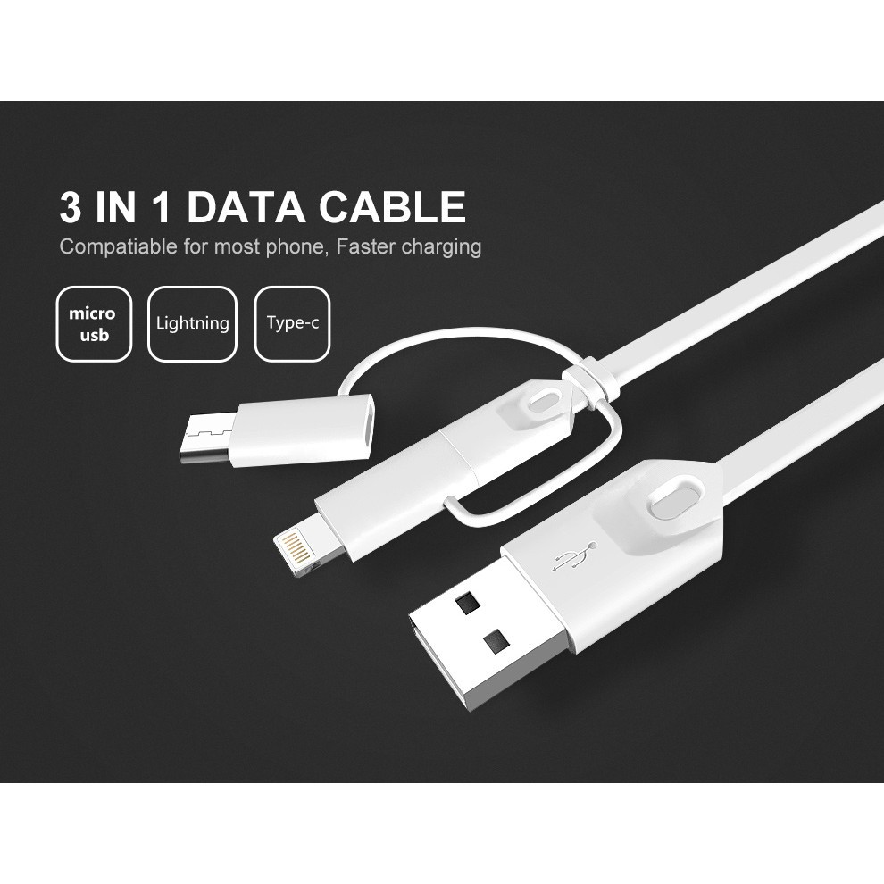 Dây cáp sạc nhanh đồng bộ hóa dữ liệu Mcdodo 3 trong 1 Micro USB/Type-C/Lightning tiện lợi