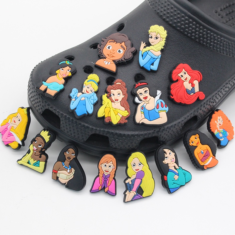 Disney Jibbitz Princess Collection Aisha Mermaid dễ thương Shoe Charms Crocs pvc Hoạt hình Dép xăng đan decorate accessories 1000 Mẫu Lựa DIY Chọn Phụ kiện giày dép trẻ em quà Giáng sinh