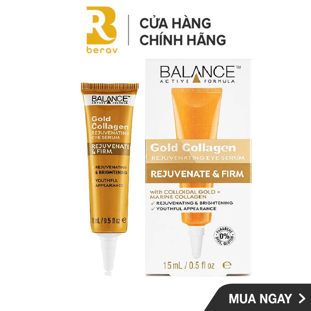 Kem mắt dưỡng mắt, giảm nếp nhăn BALANCE active formula GOLD COLLAGEN serum 15ml | BigBuy360 - bigbuy360.vn