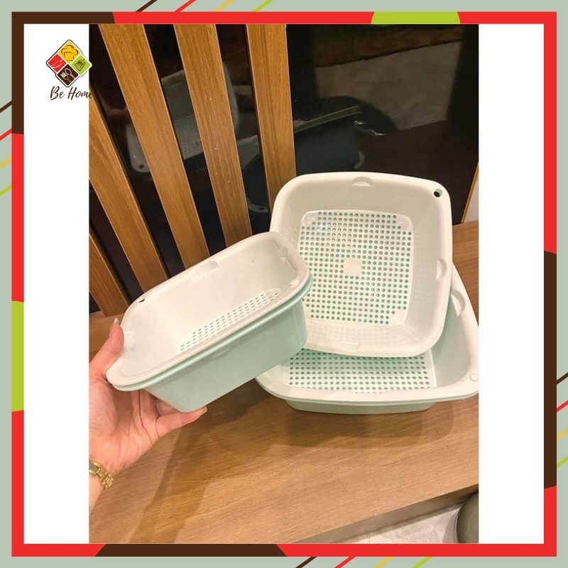 Thau rổ Eco Bộ rổ nhựa vuông 6 món dày đẹp hàng chuẩn [Giao Màu Ngẫu Nhiên] free ship