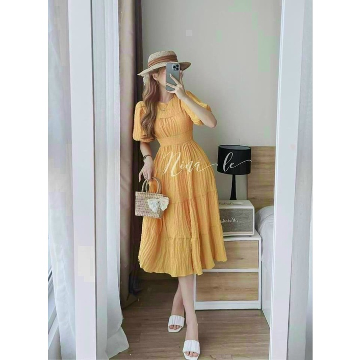 (Sale FreeShip) Đầm tiểu thư tay phồng,đầm nữ thiết kế tầng ôm eo cực xinh,chất xốp chỉ cao cấp hàng chuẩn shop