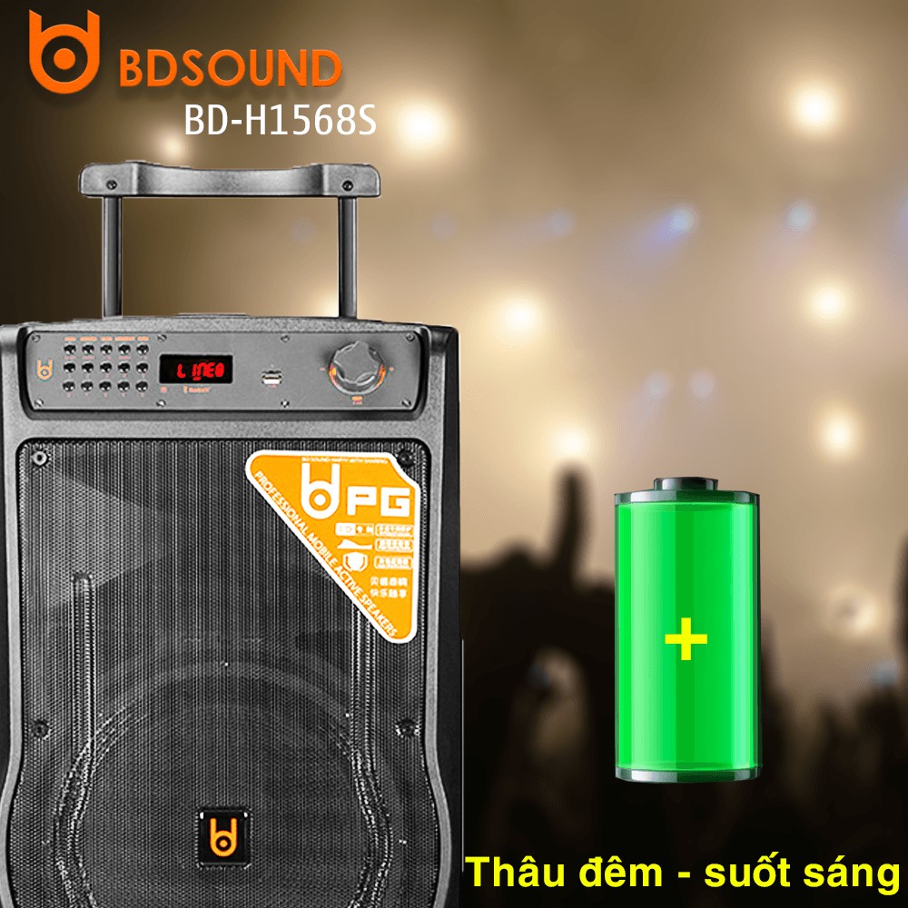 [TẶNG 2 MIC] Loa Karaoke-Loa Bluetooth Karaoke BD-H1568A Bass : 40CM+1 Trest, Công Nghệ Sản Xuất Đức, Màn Hình LED