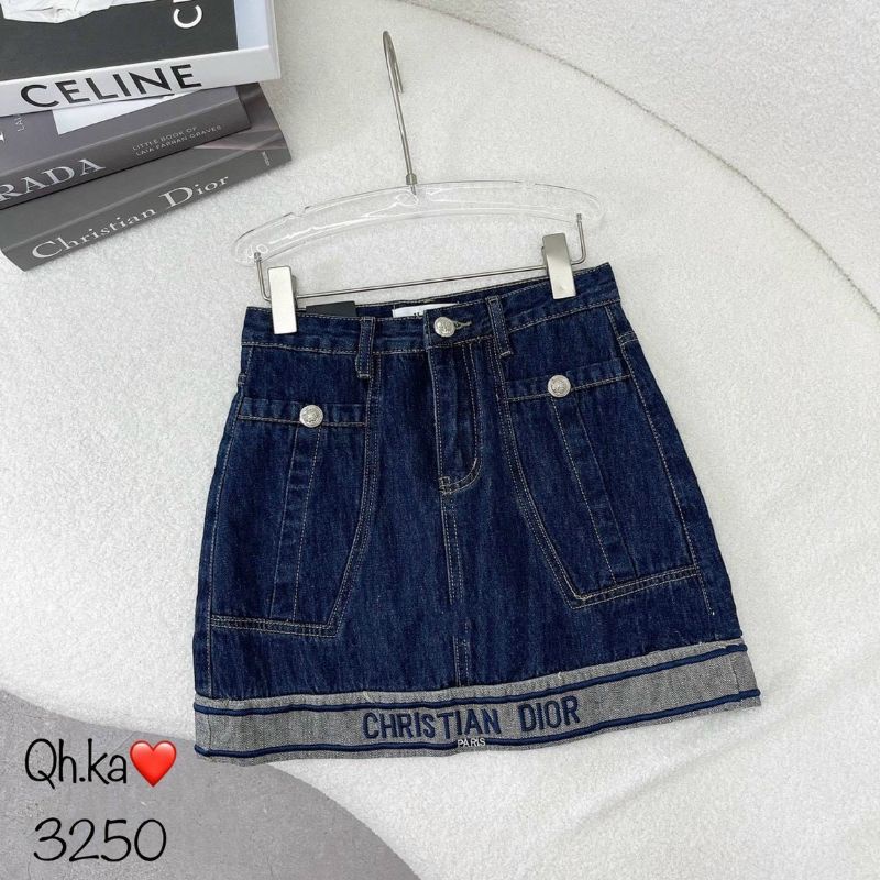 Chân váy jeans chữ gấu hàng QCL1