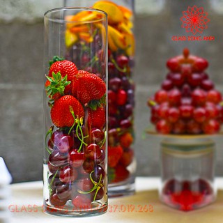 Bình bông thủy tinh trang trí d10x40, bình cắm hoa thủy tinh trụ