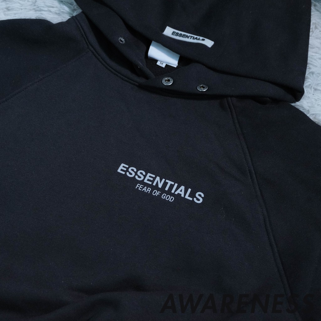 Áo Hoodie Essentials Logo Phản Quang - Áo Hoodie Unisex vải nỉ có nút cài - awareness