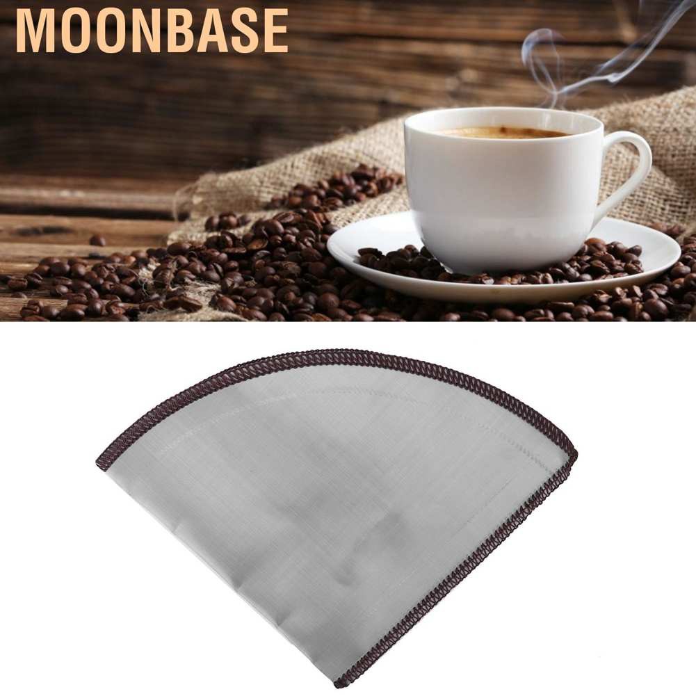 Moonbase Stainless Steel Coffee Filter Reusable Foldable Cone Strainer Bag 2-4 Cup