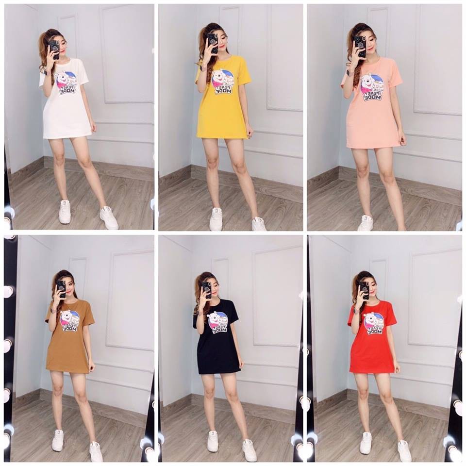 Đầm dấu quần gấu Pooh phom rộng dưới 65kg