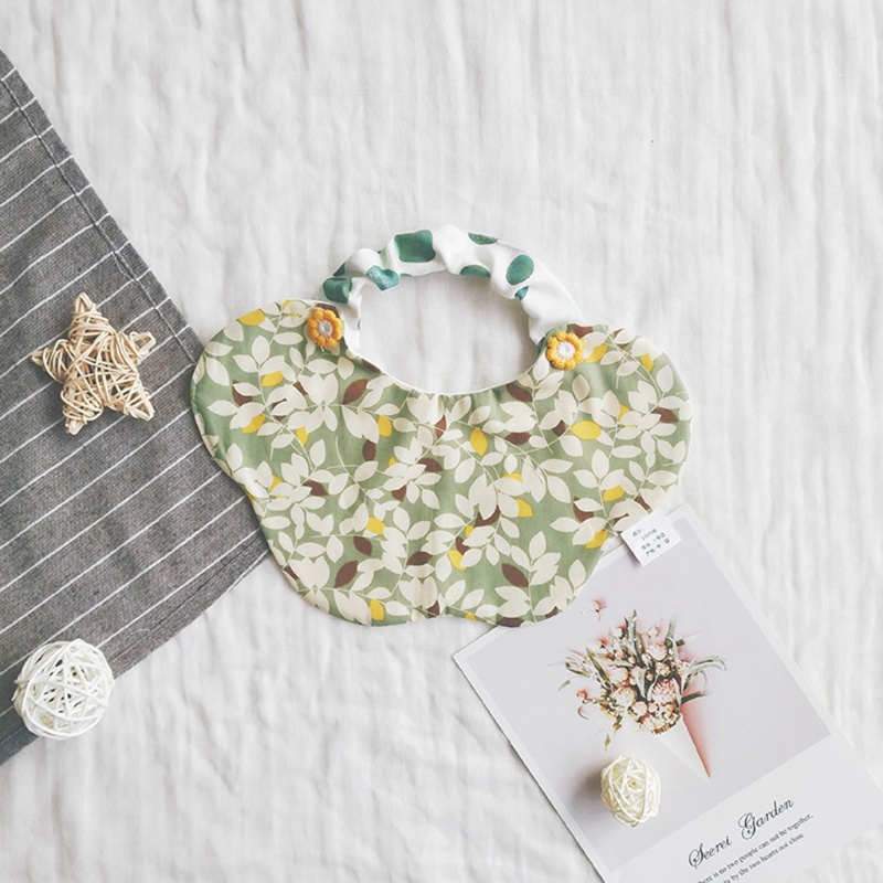 Yếm Ăn Cotton Mềm Mại In Họa Tiết Hoa Xinh Xắn Dành Cho Các Bé