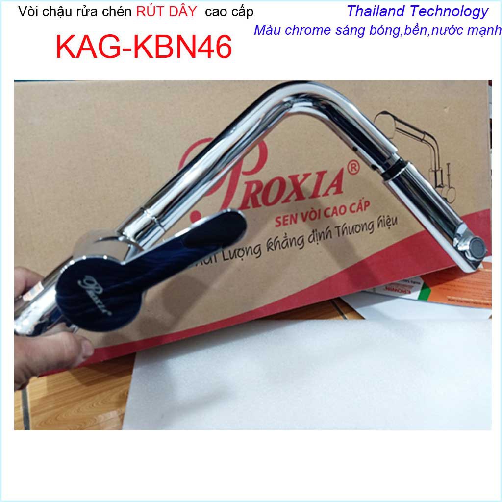 Vòi rửa chén bát rút dây KAG-KBN46, Vòi Proxia nóng lạnh Chrome bóng,  vòi bếp nóng lạnh chậu rửa chén Proxia