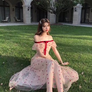 Đầm xoè trễ vai Ulzzang tiểu thư