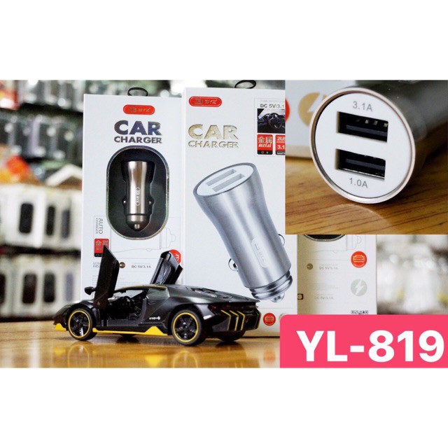 Tẩu Sạc Xe Hơi💖 𝘍𝘳𝘦𝘦𝘴𝘩𝘪𝘱 💖  Sạc Xe Hơi BYZ YL819 - 5V-3.1A - 0 Chính Hãng - SP17