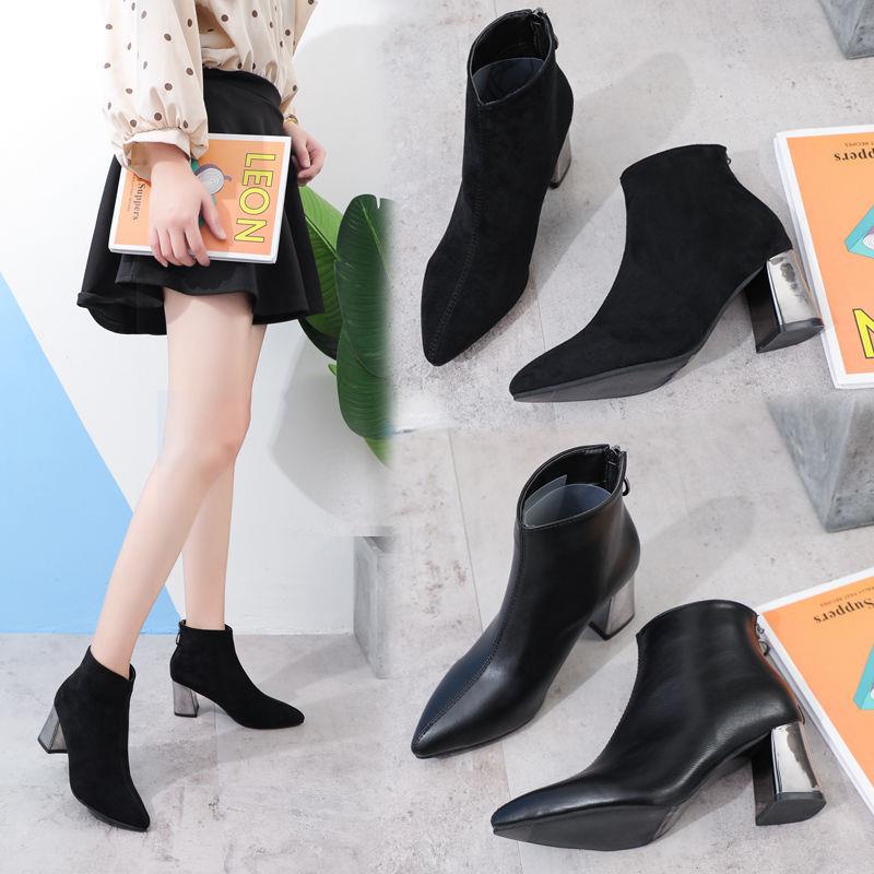 Giày Bốt Martin Da Lót Nhung Ống Ngắn Kiểu Anh Thời Trang Xuân Thu Cá Tính Cho Nữ