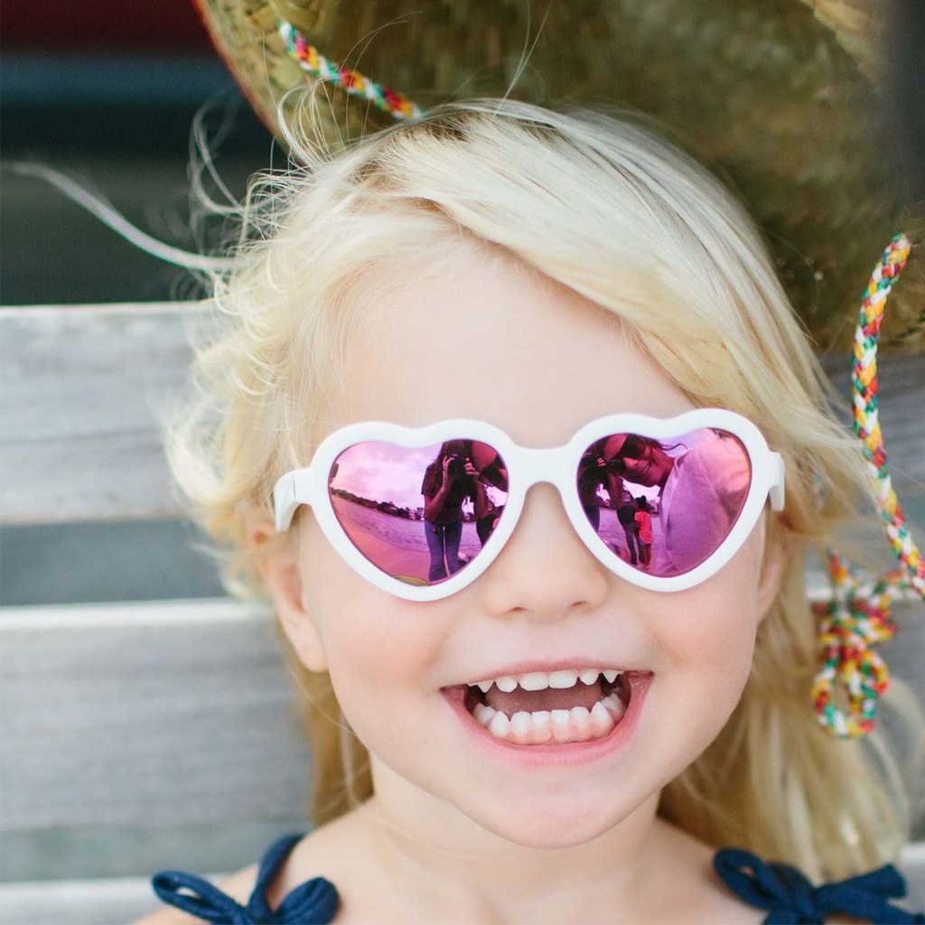 Kính chống tia cực tím có tròng kính phân cực cho bé Babiators - The Sweetheart, Trắng, Tráng gương hồng, 3-5 tuổi