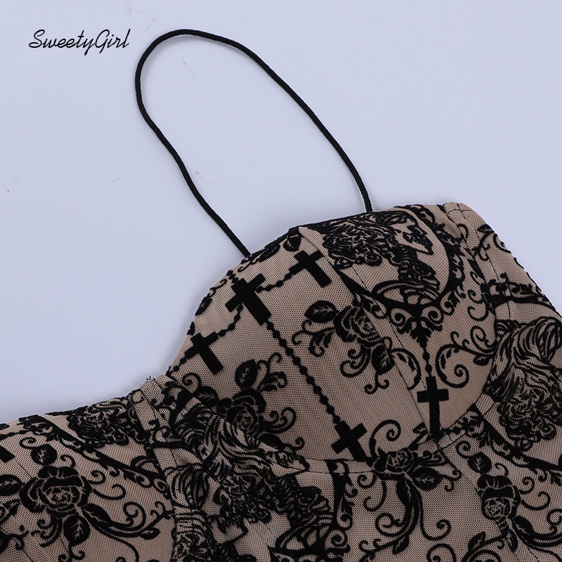 Áo Hai Dây Dệt Hoa Hở Lưng Dáng Ôm Thời Trang Quyến Rũ Cho Nữ